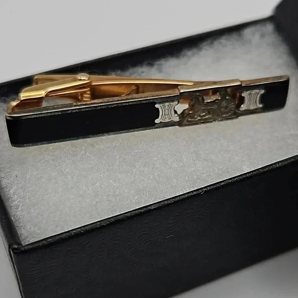 Celine Black, Silver and Gold Tone Tie Clip - Sterling Silver